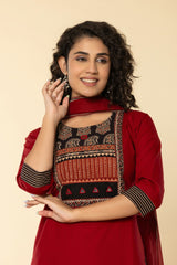 Exicuit Marron Gujrati Suit Set