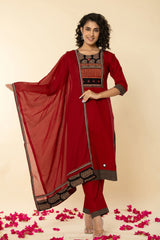 Exicuit Marron Gujrati Suit Set