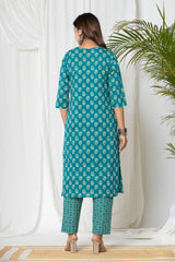 Firozi Buttin Cotton Suit Set