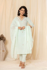 Glacial Green Cotton Suit Set