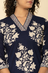 Indigo Blue Block Print Cotton Suit Set