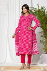 Mothra Pink Leheriya Cotton Suit Set