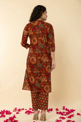 Rosewood Marron Kalamkari Cotton Suit Set