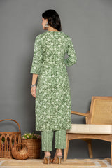 Sage Green Floral Suit Set