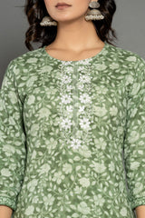 Sage Green Floral Suit Set